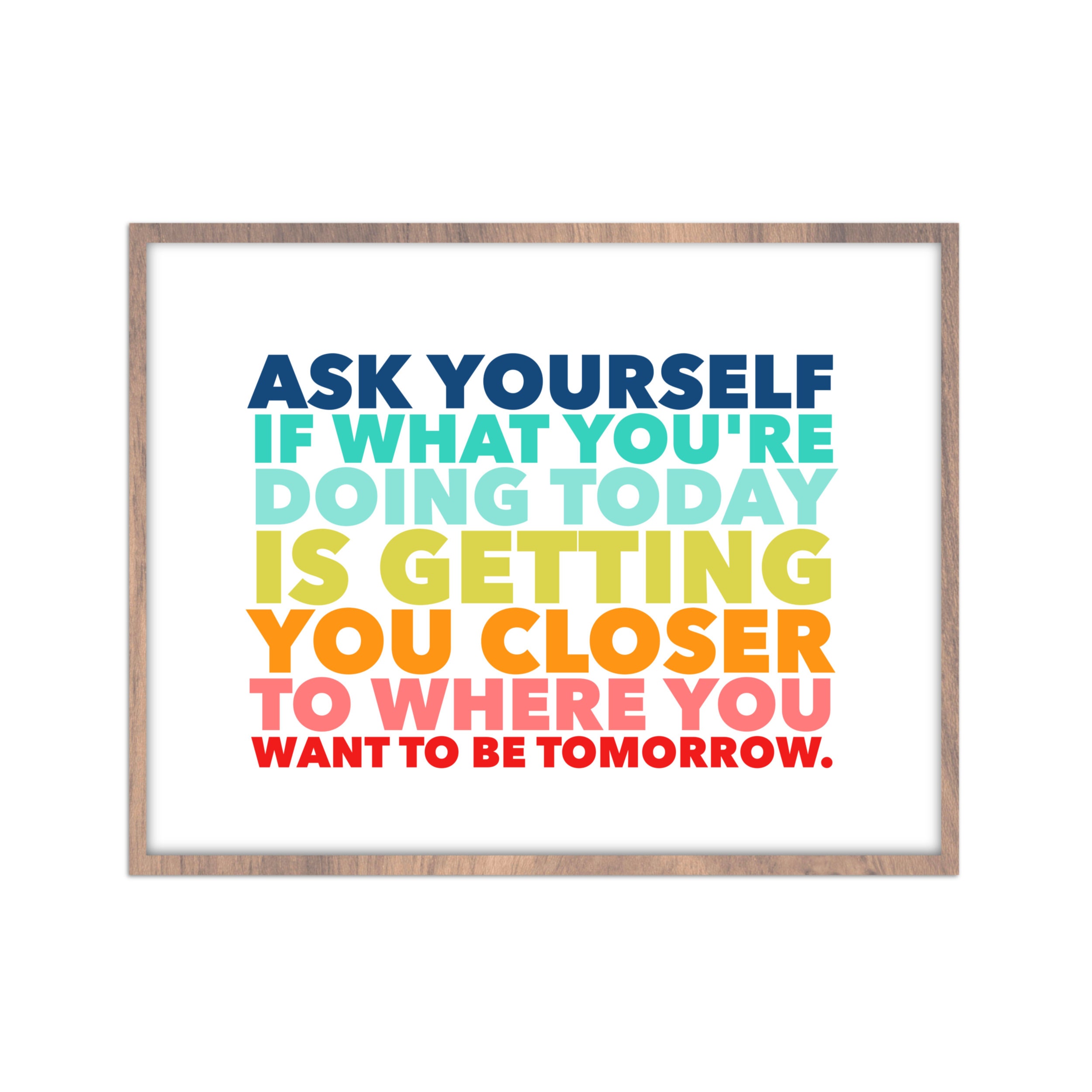 Ask yourself if what you're doing today is getting closer to where you want  to be tomorrow.