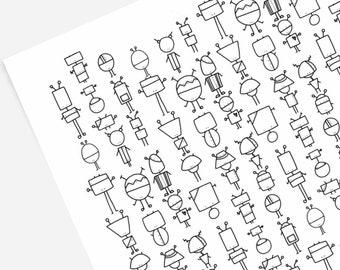 Robots Are Cool | Hand-Drawn Coloring Page Printable