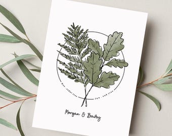 Couples Birth Tree Print | Personalized Wedding Gift | Couples Anniversary Keepsake | Garden Inspired Gift