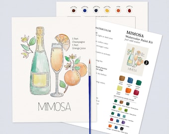 Mimosa Cocktail Paint Kit | Just Add Water Art Kit for Paint Night Bachelorette Party or Brunch