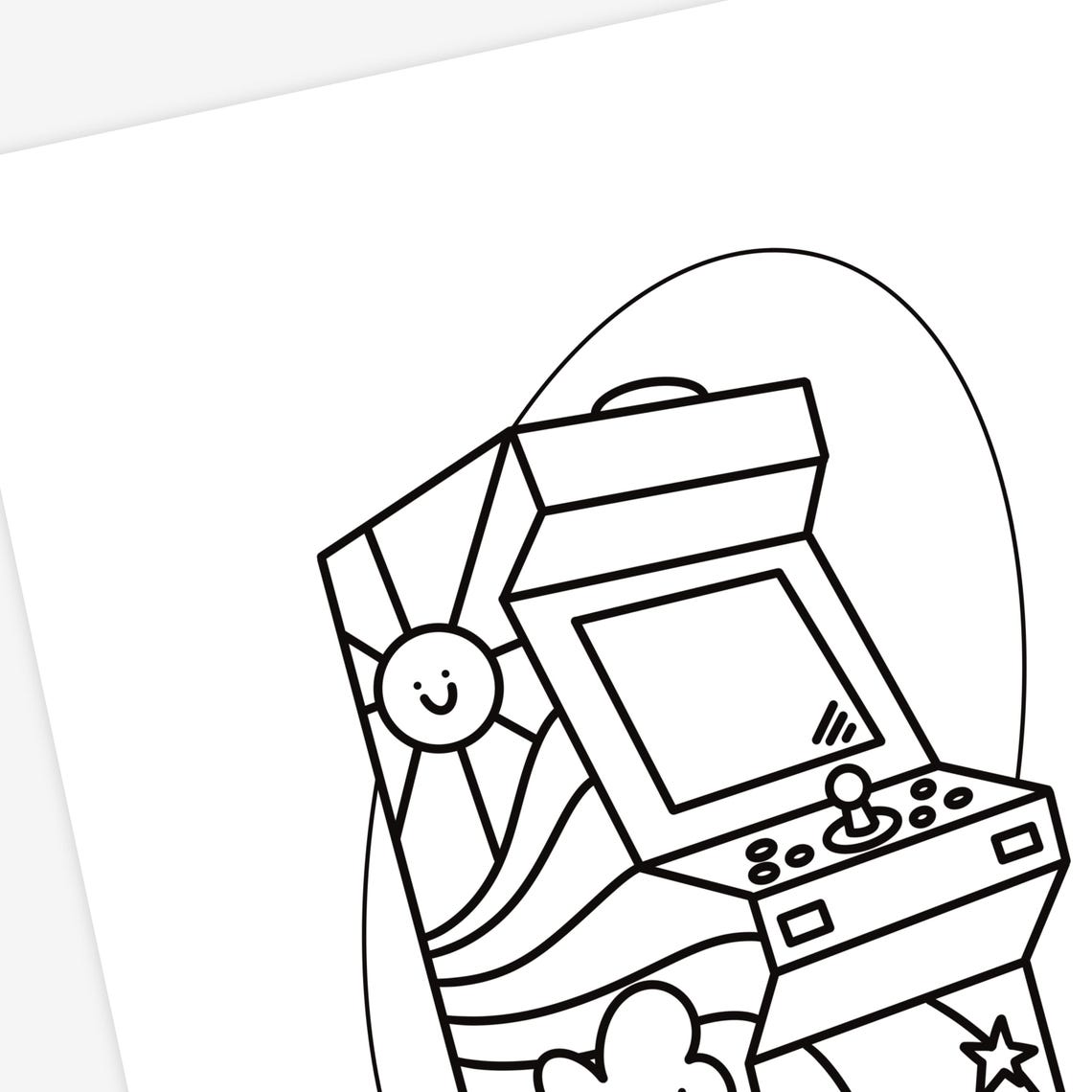 Retro Arcade Game Coloring Page Digital Printable | Nostalgic Gamer ...