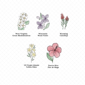 Custom Couples State Flower Printable - Etsy