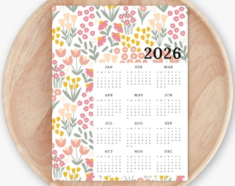 2026 Calendar Print | Meadow Blooms At A Glance Unframed Art | Floral Office Wall Decor