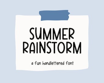 Summer Rainstorm | Hand Lettered Display Sans Serif Font | OTF | Classroom Fun Quirky Display Font