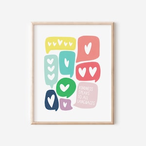 Kindness Speaks To All Languages Digital Printable | Illustrated Positive Wall Decor