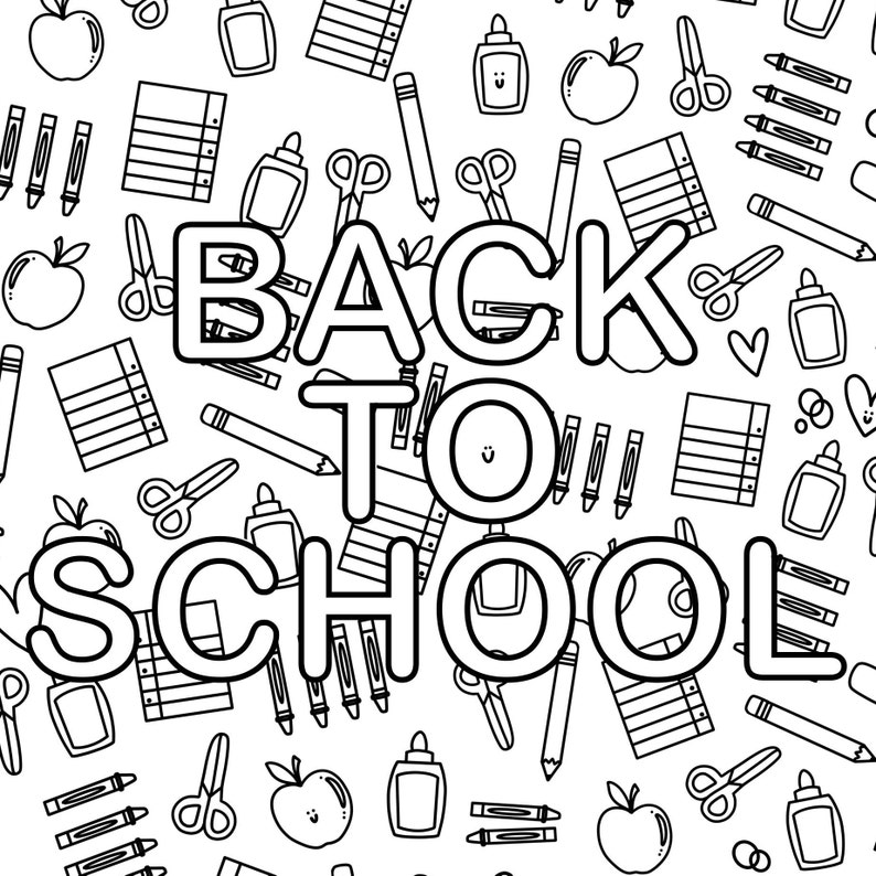 Back to School | Hand-drawn Coloring Page Print & Color | Digital ...