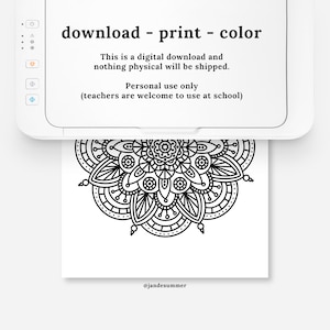Mandala Jewel Blossom | Hand-drawn Coloring Printable Page Print &amp; Color | Mindful Digital ...