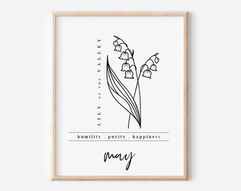 May Birth Flower Lily of the Valley | Black & White Art Printable