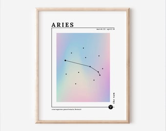 Aries Zodiac | Pastel Gradient Printable