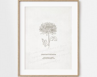 Pick a Flower Unframed Art Print 26 Options | Floral Illustration Faux Antique Paper Cottagecore Wall Decor