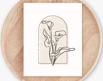 Calla Lily Flower Unframed Art Print | Floral Illustration Antique Paper Cottagecore Garden Inspired Wall Decor