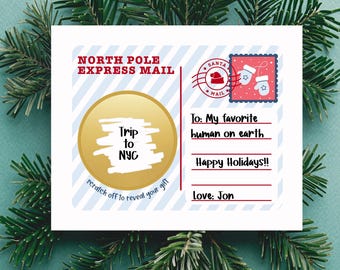 3 PK Scratch Off North Pole Holiday Card + Envelopes | DIY Personalized Gift Surprise Notecards