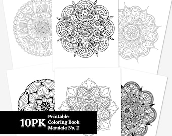 10 Mandala Bloom Pattern Coloring Pages | Hand-Drawn Mindful Therapeutic Bundle Digital Printable Coloring Sheets