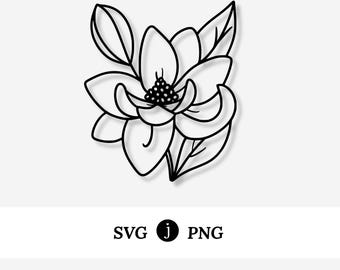 Magnolia Flower Illustrated Svg Png Digital Graphic Files | Craft & Cut Files | Louisiana Mississippi State Flower