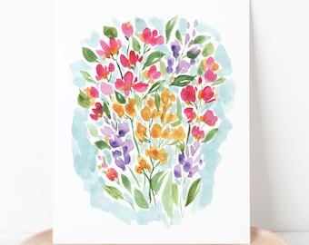 Wildflower No 5 Print | Watercolor Hand Painted Wall Decor