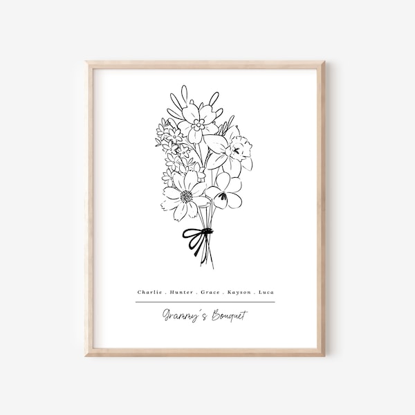 Personalized Birth Flower Bouquet Sign Etsy