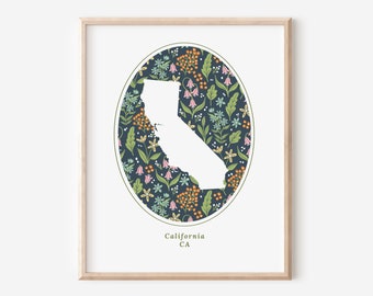 California State Floral Patterned Printable | Forest Floral Design | Nursery Office Wall Gallery Decor