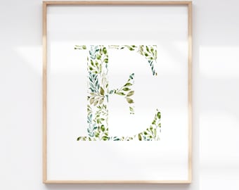 Leaf Foliage Letter Art |  Botanical Monogram Print | Custom Alphabet Name Wall Decor