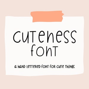 Cuteness una fuente manuscrita/letras, números, símbolos y divertidas letras a mano, fuente escolar peculiar/archivo TTF