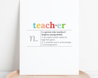 Teacher Definition | Education Appreciation Gift Art Print | Educator Positive Desk Decor