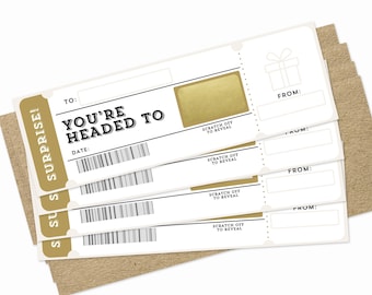 4 PK DIY Custom Text Scratch Off Ticket | Personalized Gift Surprise Vacation Concert Game Restaurant Movie Tattoo Special Event