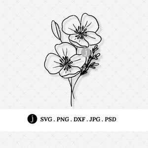 California Poppy State Flower | Svg Png Dxf Jpg Pdf Digital Graphic Files | Craft & Cut Files | USA State Flowers