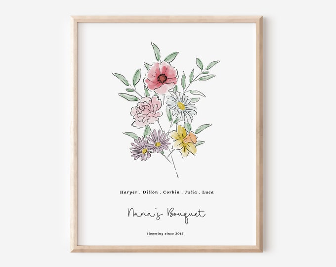 Custom Birth Flower Bouquet Printable Digital Download Etsy Custom Birth Flower Bouquet Printable Digital Download Etsy
