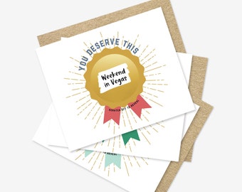 3 PK DIY Custom Text Scratch Off You Deserve This Award Ribbon Holiday Gift Voucher Card | Personalized Gift Surprise Notecard