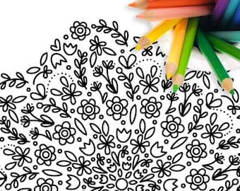 Spring Floral Mandala Coloring Page | Flower Zen Pattern Illustration