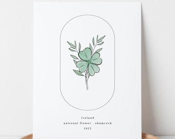 Ireland National Flower Printable | Shamrock Art Digital Wall Decor