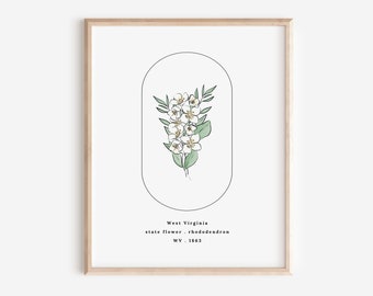 West Virginia State Flower | Great Rhododendron Watercolor Floral Art Printable