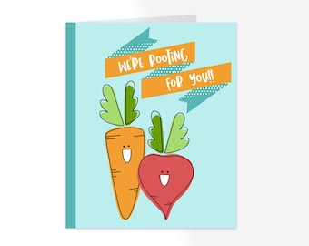 3PK We're Rooting For You Cards | Graduation Celebration Pun Illustrated Greeting Card + Envelopes