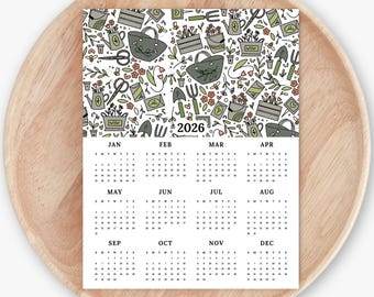2026 Calendar Print | Spring Garden At A Glance Unframed Art | Nature Inspired Office Wall Decor