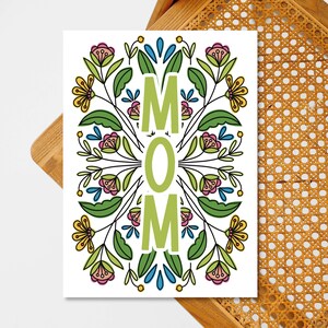 Cartão imprimível da mãe | Cartão digital de feliz dia das mães para mamãe | Cartão floral para impressão
