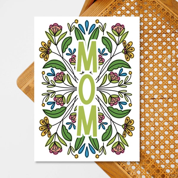 Mom Printable Card | Happy Mother's Day Digital Card for Mom | Printable Floral Greeting Card