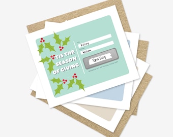 3 PK DIY Custom Text Scratch Off Christmas Holiday Gift Voucher Card | Personalized Surprise Card
