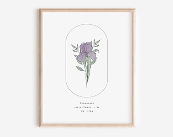 Tennessee State Flower | Iris Watercolor Floral Art Printable
