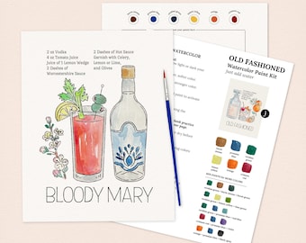 Bloody Mary Cocktail Paint Kit | Just Add Water Art Kit for Paint Night Bachelorette Party or Brunch
