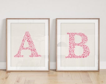 Hand Painted Monochromatic Wildflower Letters Original Painting | Monogram Floral Name | Unframed Watercolor Wall Art