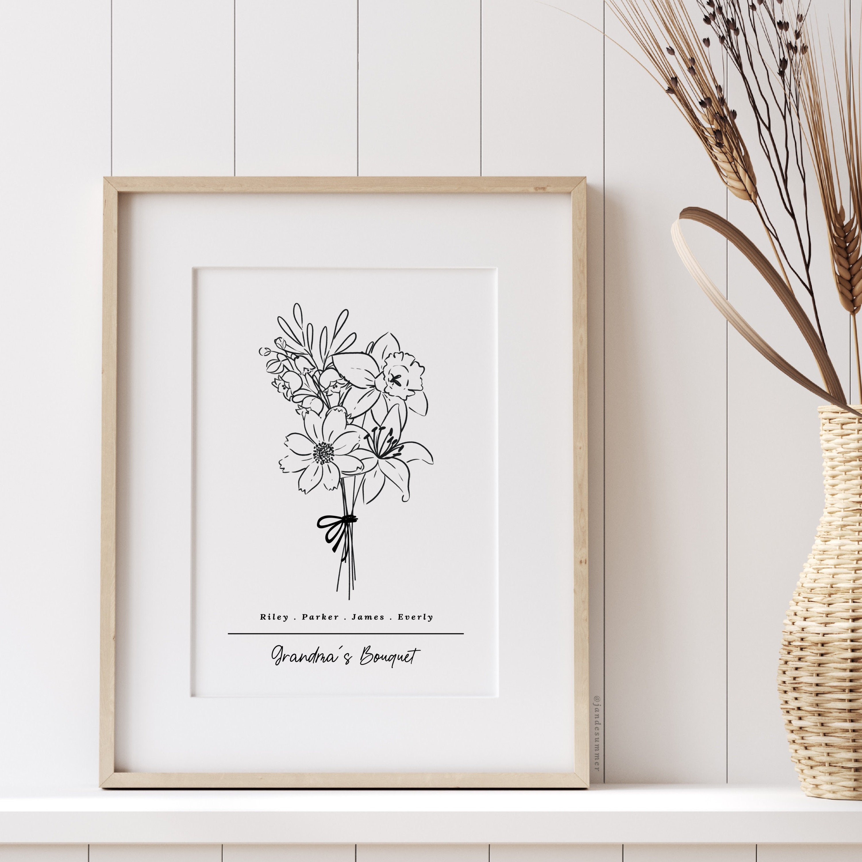 Personalised Bouquet Print Flower Word Wall Art Birthday -  Portugal