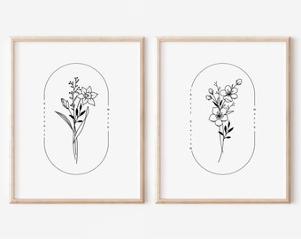 March Birth Flower Print | Daffodil Cherry Blossom Simple Floral Wall Decor | Nursery Art Birthday Gift Remembrance Keepsake