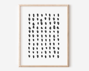 Drip Drops Black Ink Pattern | Original Abstract Black & White Ink Art Printable