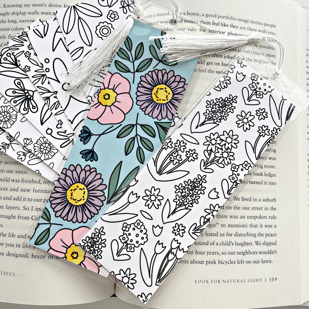 Color-your-own Bookmarks: 8 Ready to Color Page Markers + 8 Sleeves ...