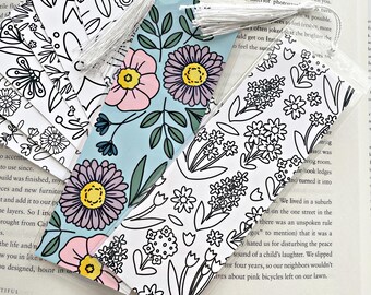 Color-Your-Own Bookmarks: 8 Floral, Fall, Mandala Designs with Sleeves