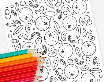 Oranges | Hand-Drawn Coloring Page Print & Color | Digital Printable Color Sheets | Mindful and Relaxing Activity