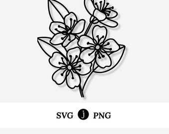 Peach Blossom | Illustrated Svg Png Digital Graphic Files | Craft & Cut Files | Delaware State Flower