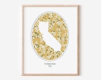 California State Daisy Flower Pattern Printable | Ditsy Daisies Golden Floral | Wedding Birthday Gift