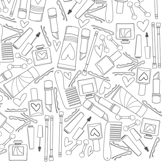 make up cosmetics coloring page printable etsy ireland