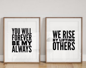 12 Pk Positive Phrase & Sayings Collection No. 5 | Printable Art Black and White Wall Decor Motivational Quote Inspirational Digital Prints