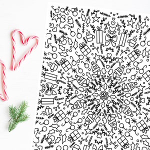 Winter Holiday Coloring Page | Hand Drawn Christmas Digital Printable